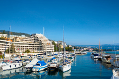 Hotel rooms offer remarkable view on marina.